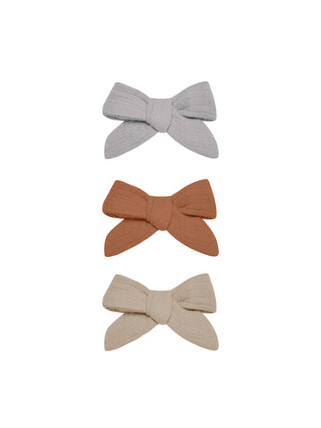 Bow with Clip Set (periwinkle, clay, oat)