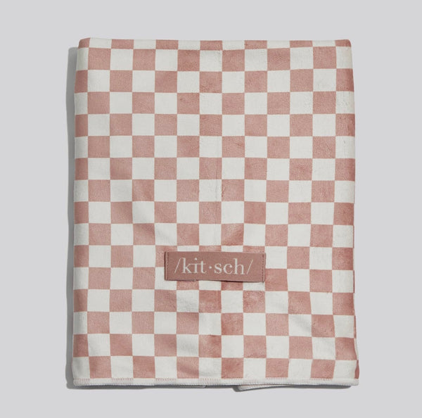 Quick Dry Hair Towel Wrap XL - Terracotta Checker