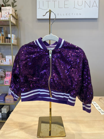 Purple Sequin Cropped Jacket