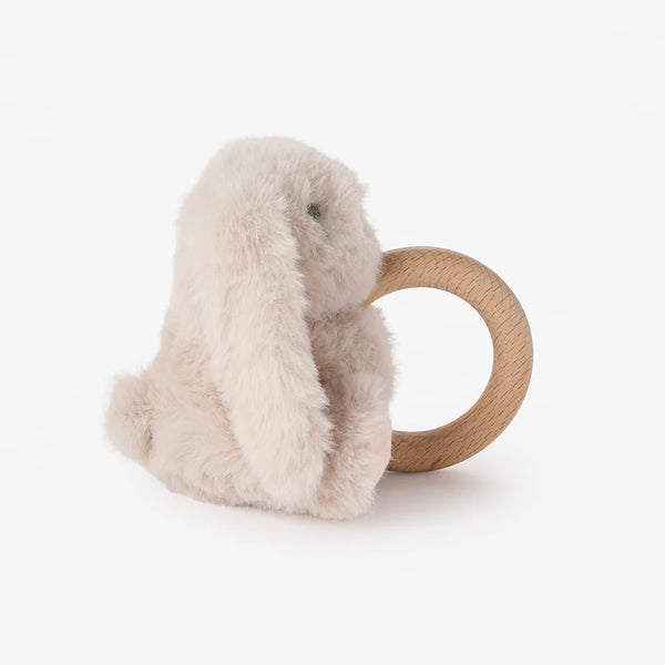 Plush Bunny Wooden Baby Rattle