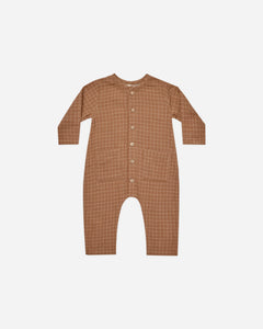 Pocket Woven Jumpsuit (cinnamon grid)