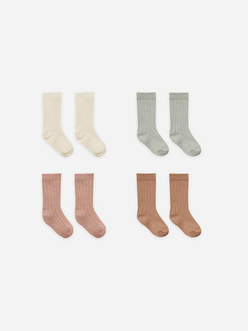 Ribbed Socks Set (ivory, pistachio, lilac, clay)