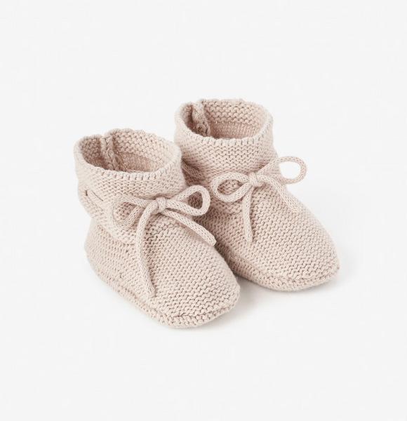 Garter Knit Baby Bootie (Taupe)