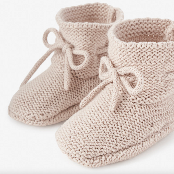 Garter Knit Baby Bootie (Taupe)