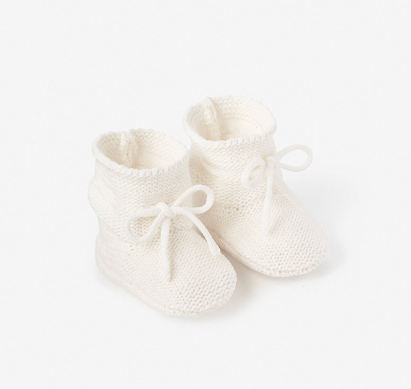 Garter Knit Baby Bootie (White)