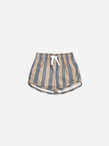 Boys Swim Shorts (ocean + latte stripe)