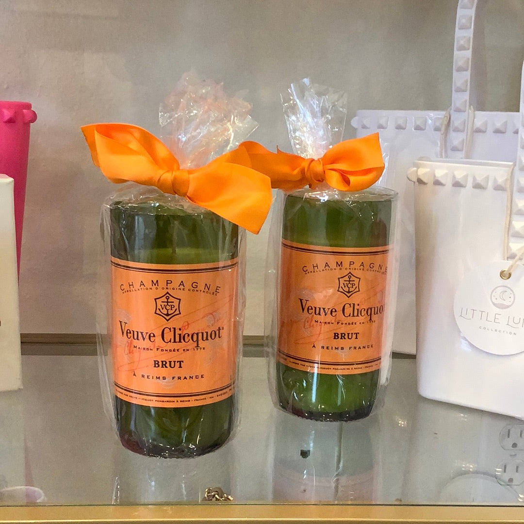 Orange Champs Green Glass Candle