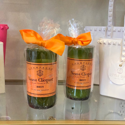 Orange Champs Green Glass Candle